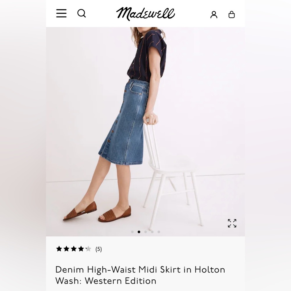 Madewell Denim High-Waist Midi Column Skirt in holton wash.  Size 27 - Picture 2 of 9